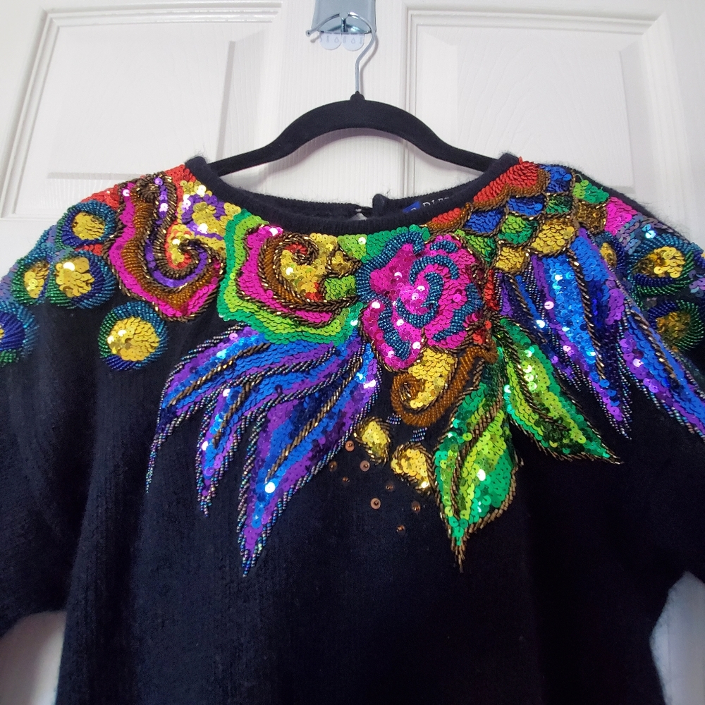 VTG IB Diffusion 90s sequin silk angora sweater